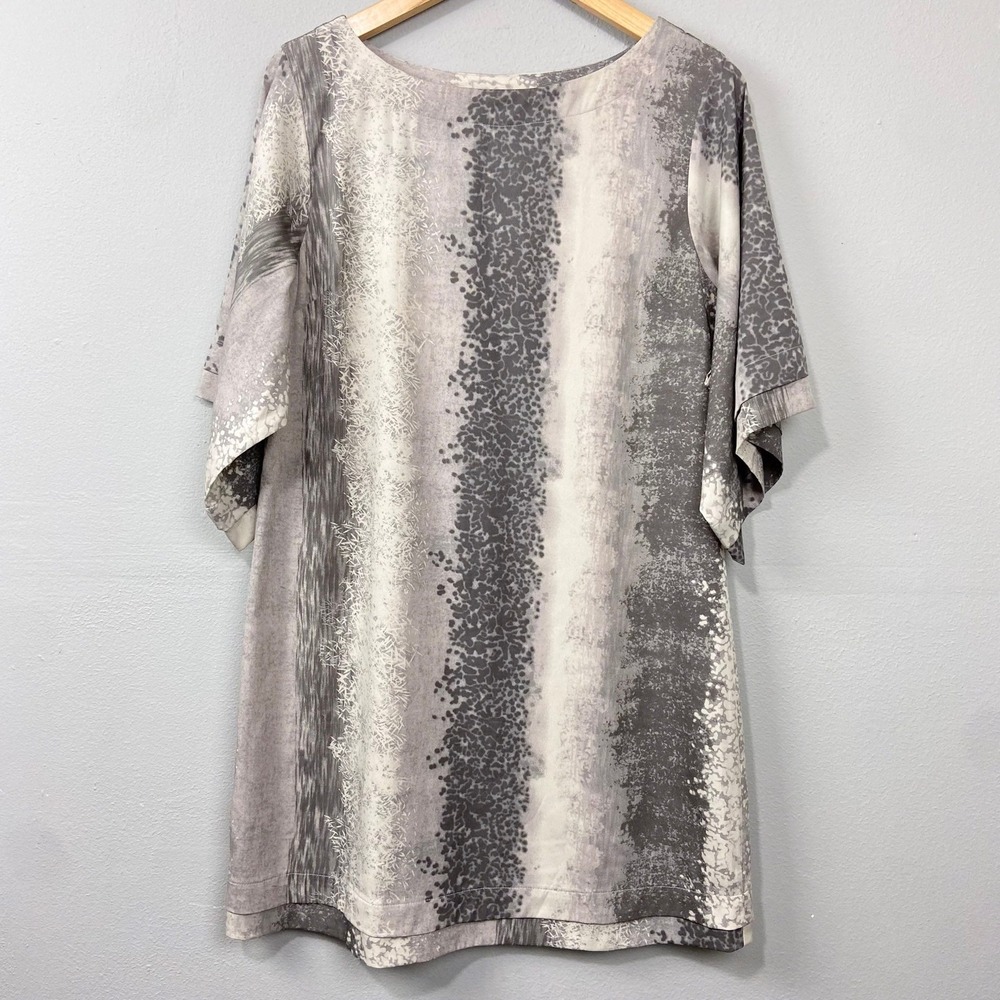 W118 by Walter Baker Shift Dress Abstract Tunic Size L Gray Artsy Edgy Y2K Mini